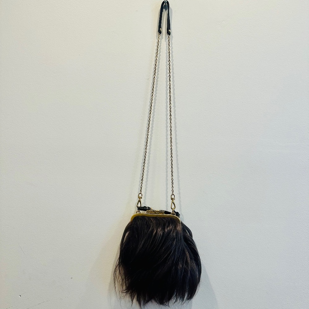 MIU MIU GOAT HAIR CHAIN STRAP PURSE